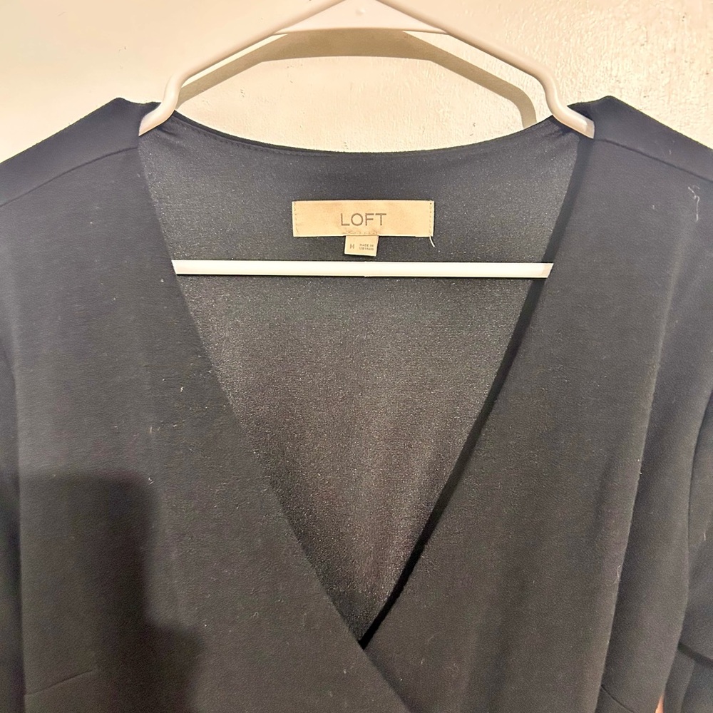 Loft Black Wrap Dress, Sz M - Picture 6 of 6